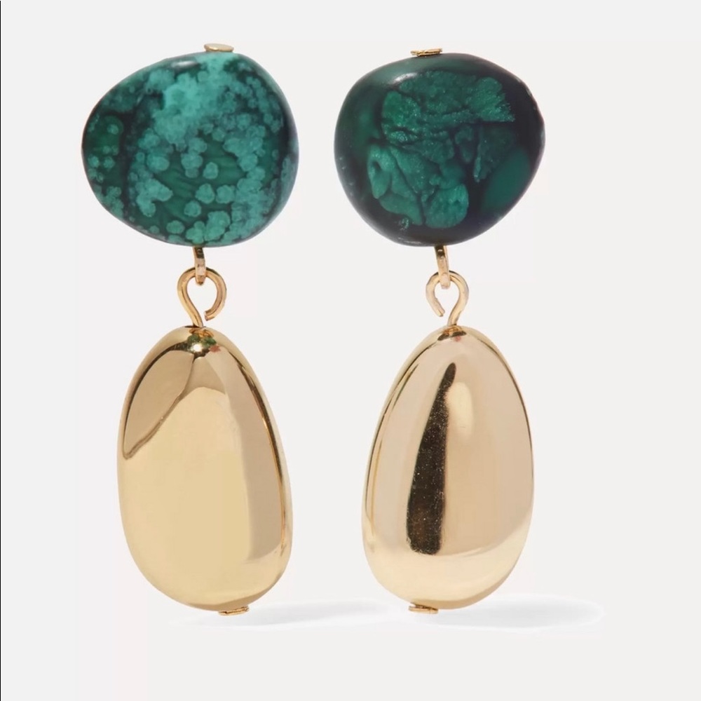 Short Mineral gold-tone Resin Earrings